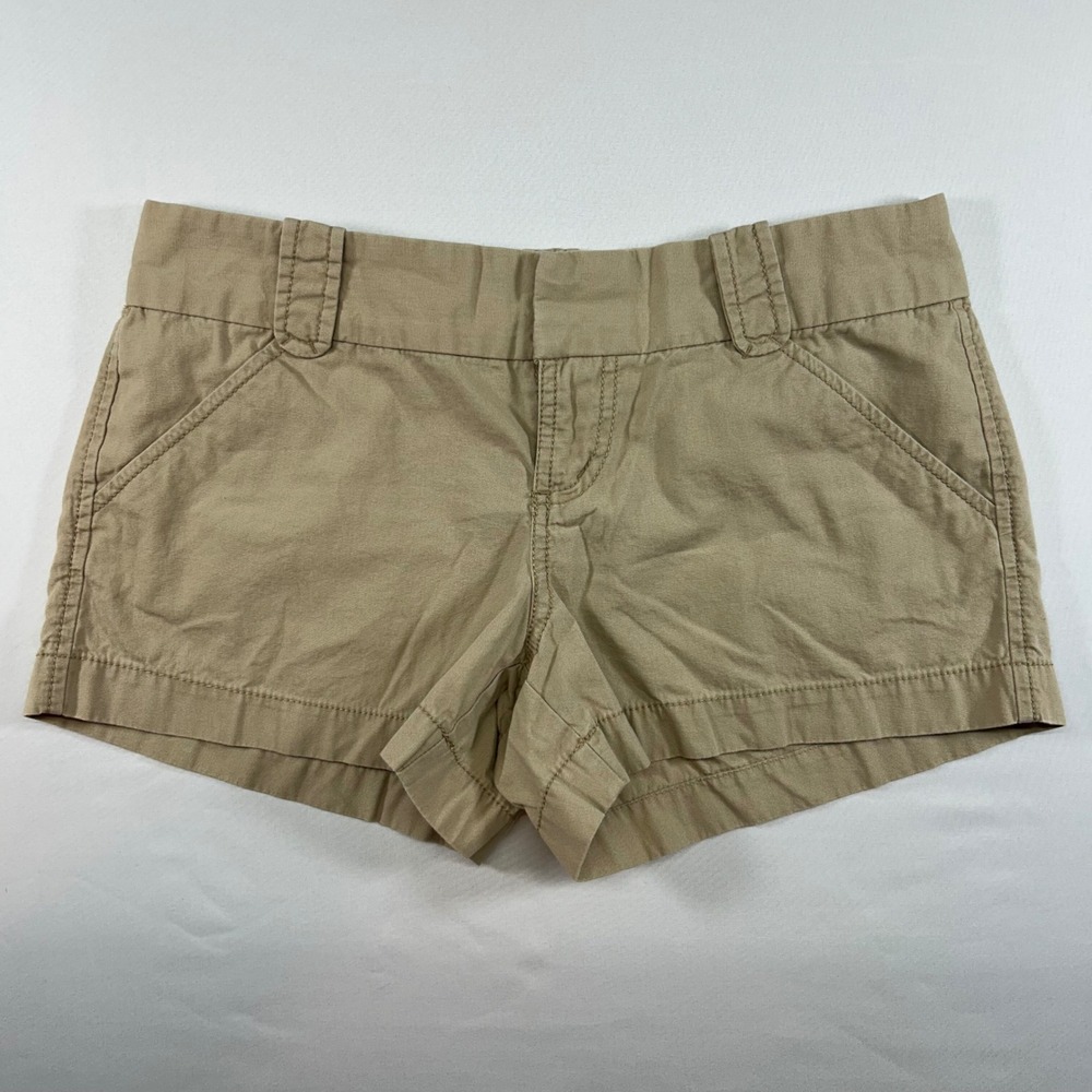 Old Navy Womens Tan Chino Shorts Size 2 Low Rise Cotton Twill Khaki RN54023‎